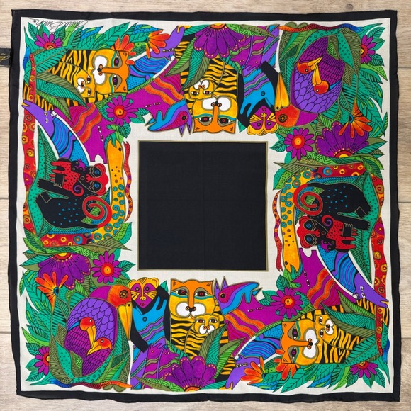 Laurel Burch Accessories - Laurel Burch Vintage Silk Scarf Jungle Animals The Honey Collection Square 20"